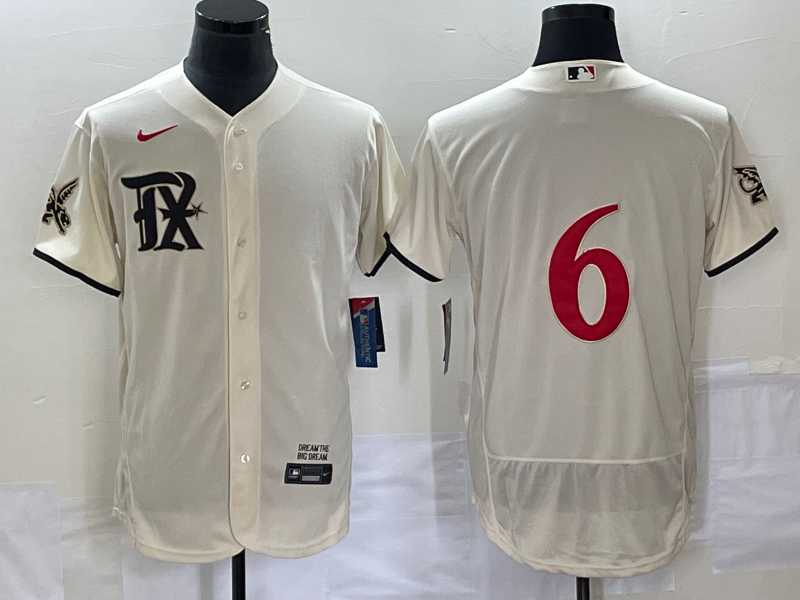 Mens Texas Rangers #6 Josh Jung Cream 2023 City Connect Flex Base Stitched Baseball Jerseys